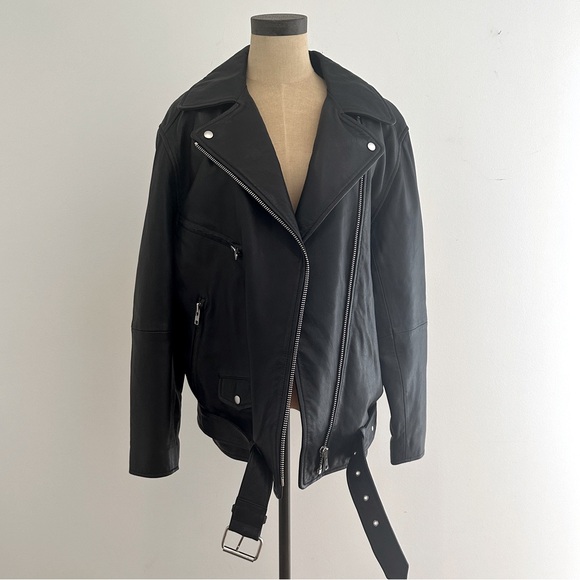 Isabel Marant Black Leather Biker Jacket Size FR40/US8 - Picture 1 of 4